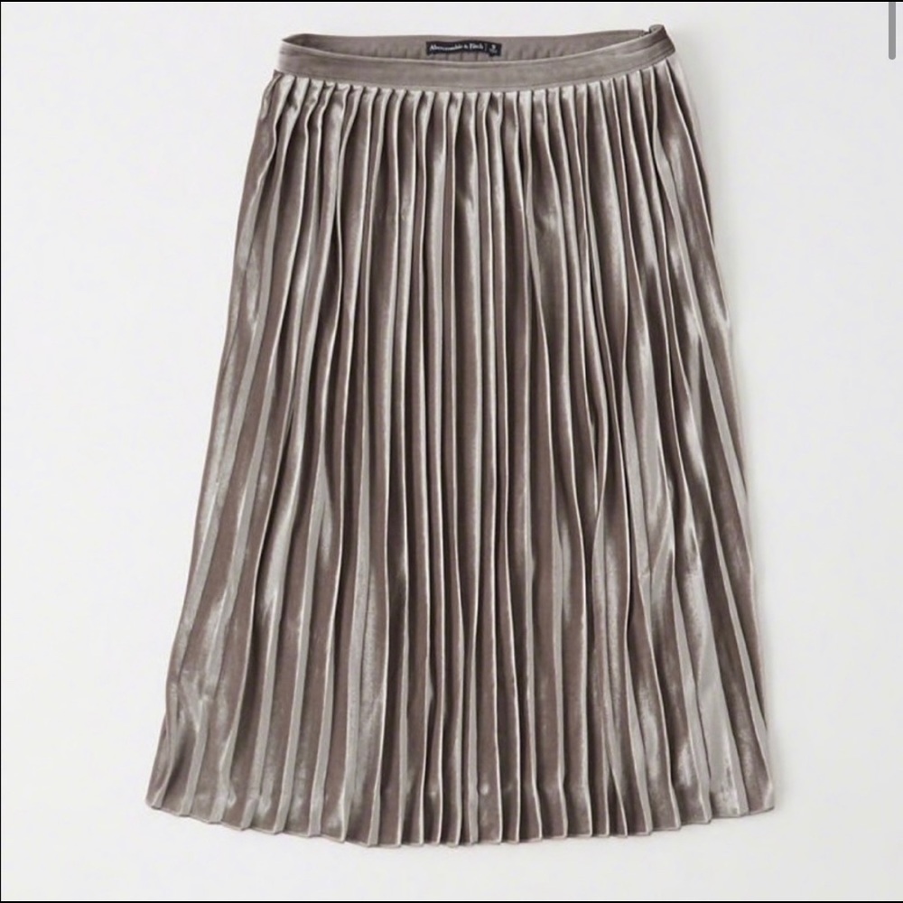 Abercrombie & Fitch Velvet Pleated Midi Skirt XXS